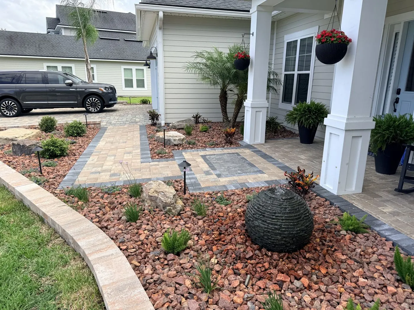 Paver walkway and front entry hardscaping, Jacksonville FL